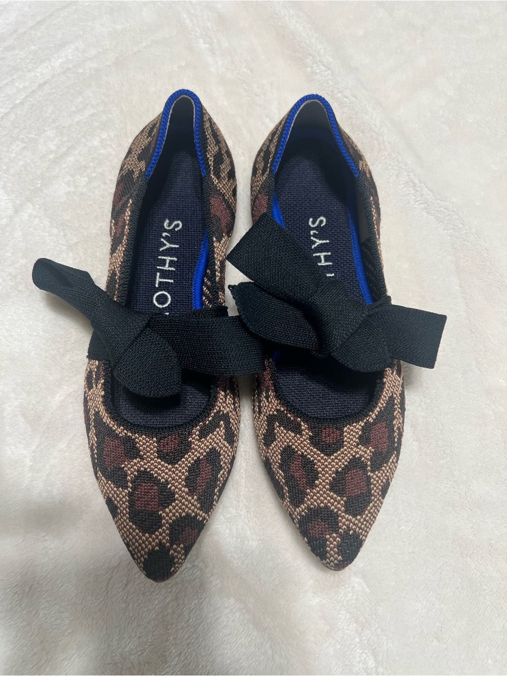 Rothy’s The Point Mary Jane Bow Flats Women’s 5 Leopard Animal Print
